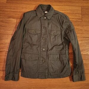 J. Crew Cotton Military Style Utility Jacket Button Up Pockets Green XS